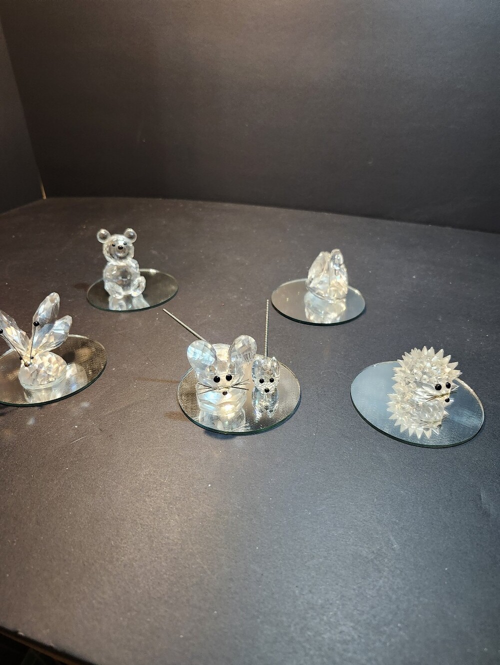 Five Crystal Swarovski Animal Figurine Set - Clear Decorative Mouse and Friends